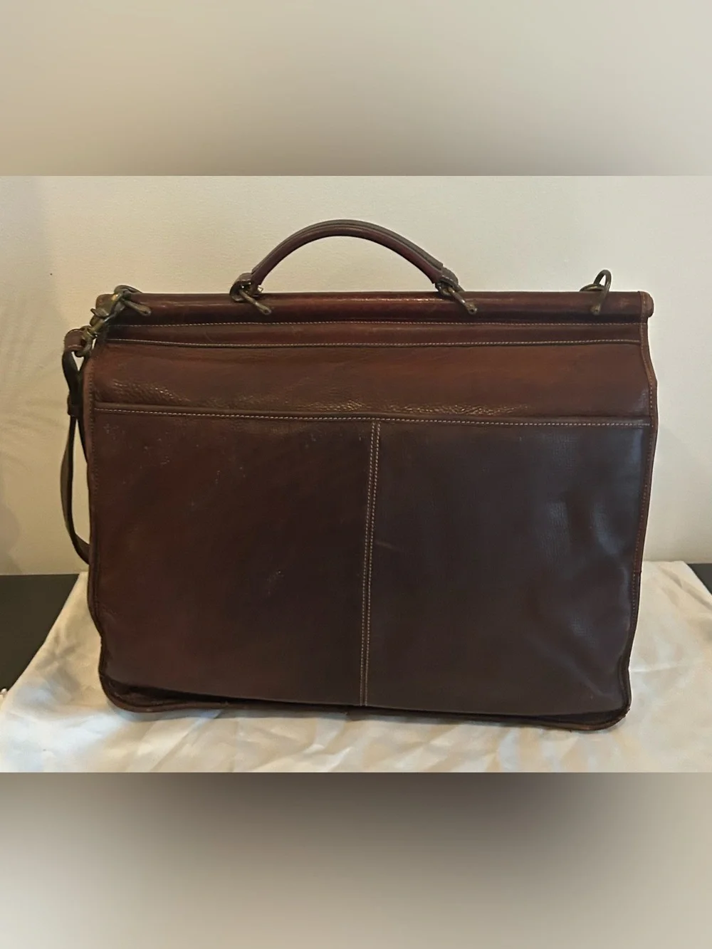 Vintage Fossil Brown Leather Briefcase Messenger Laptop Bag Travel Work Satchel